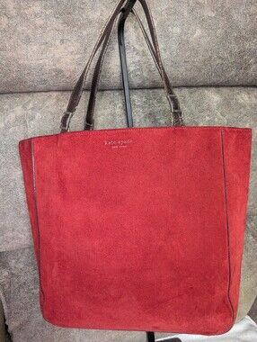 Rare Vintage Kate Spade Italy Red Suede Tote Bag